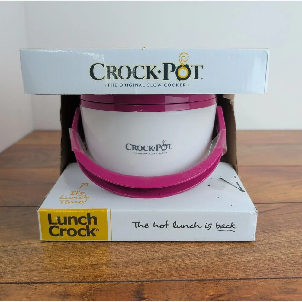Crock-Pot Lunch Crock Food Warmer White Pink 20 Oz Heat Travel Carry Slow Cooker